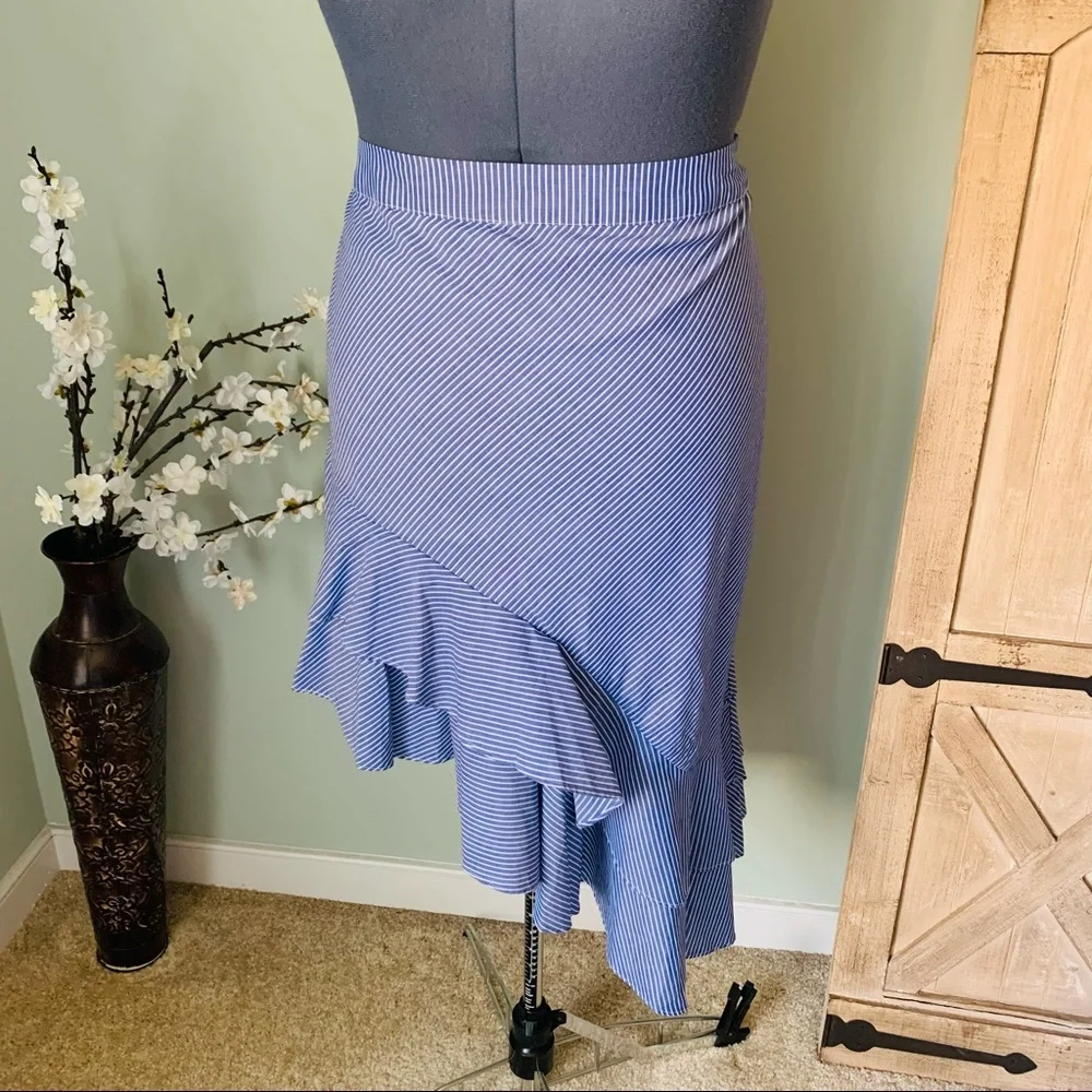 A New Day Asymmetrical Striped Ruffle Skirt Approx Sz 18 - Picture 3 of 7